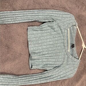 SHEIN Light Gray Ribbed Crew Neck Sweater